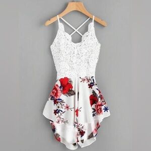 Floral Lace White Romper